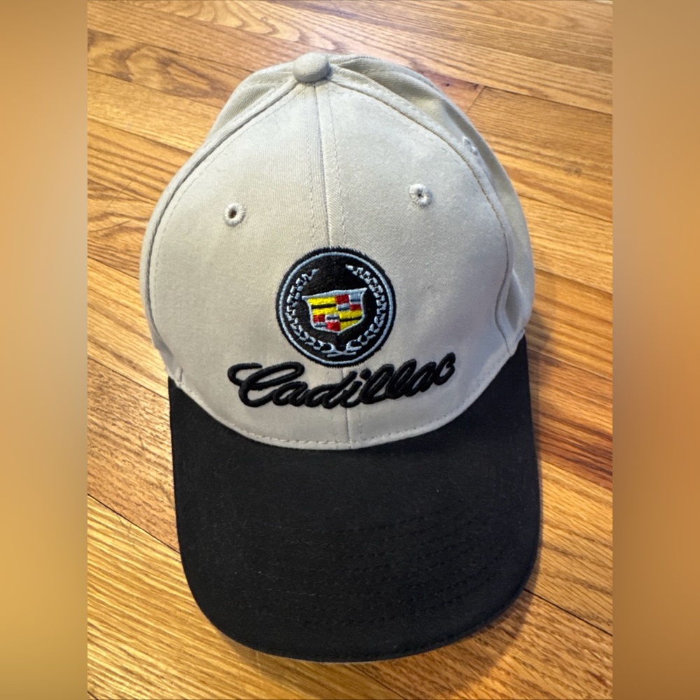 Vintage Cadillac Car Hat GM General Motors Khaki Adjustable Cap  Embroidered